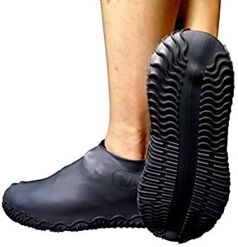 Waterproof Shoe Cover | Reusable Silicone Boot Shoe Covers | Silicone Rubber Shoe Protectors for Indoor and Outdoor Protection |Made of Heavy Duty Silicone|Men Women Kids |1 Pair（Large,black)