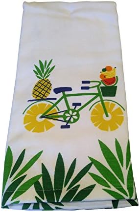 Casaba Set of 2 Decorative (Bicycles and Pineapples) Ultra Absorbent Kitchen Towels 100% Cotton 18" x 28"