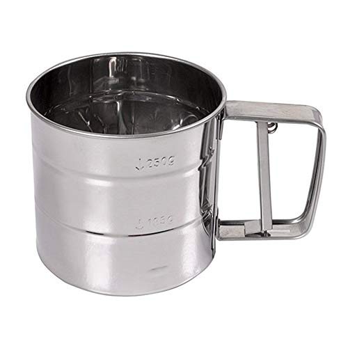 Baking Stainless Steel Shaker Sieve Cup, Bubblefish Shaker Sieve Cup with Measuring Scale Mark for Flour Icing Sugar