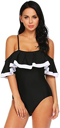 Legros Floral Swimsuit Women Sexy One-Piece Swimsuit Black Bathing Suit,Black,XL