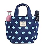 Small Lunch Bag Box Tote Handbag with Water Bottle Holder for Women Mom Snack Bag(Flower Print)
