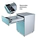 Aurora Mobile File Cabinet 3-Drawer Metal with Lock Key Sliding Drawer, White/Aqua Blue, Fully Assembled, Ready to Use