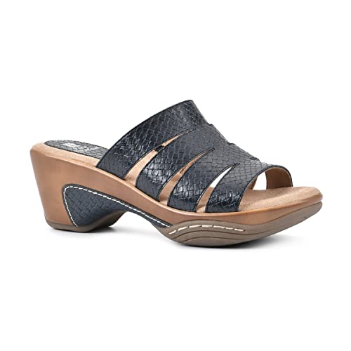 WHITE MOUNTAIN Valora, Sandali con Zeppa Donna, Nero con Tessuto, 41 EU