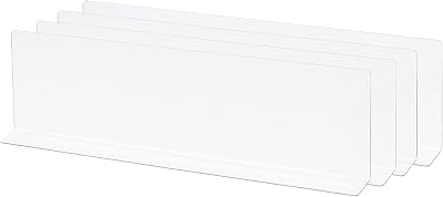 sourcing map L Type Shelf Dividers 40x4x12cm Pack of 4 Clear PVC