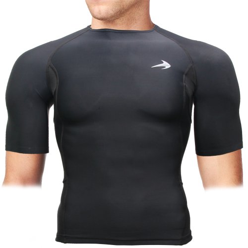 Compression Shirt Short Sleeve Top (Black - XL) Best Running T-Shirt & Basketball Men s Tee