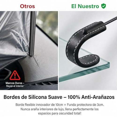 Zuquik Front Car Sun Shade 145 x 85 cm V-Opening for Cars and SUVs, Windshield Sunshade with Flexible Handle 360 Degrees, UV Block 3 Layers Odorless (Silver, L~L)