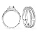 925 Sterling Silver Cushion Cubic Zirconia CZ 2Pc Halo Wedding Engagement Ring Insert Set