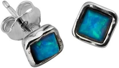 Blue Fire Opal Sterling Silver 925 Earrings Gift