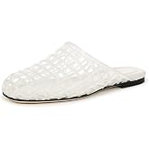 SUIARA Jelly Shoes for Women Jelly Mesh Flat Sandals Closed Toe Round Toe Slides Flats Slip on Summer Slippers Mules