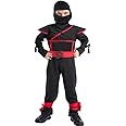 SATKULL Kids Ninja Costume Set Halloween Ninja Cosplay Costumes with Halloween Ninjas Accessories for Boys Dress up