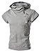 TheLees Men's buckle zipper slim hoodie T-Shirt