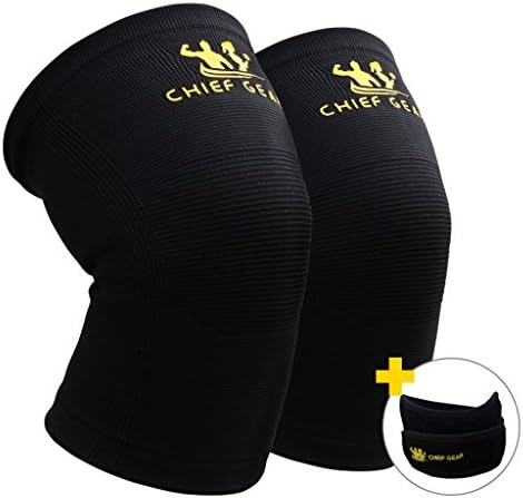 Knee Compression Sleeves (1 Pair) with Free 1 Patella Knee Brace By Chief Gear- Knee Support &amp; Compression, Protects Patella, Fast Recovery &amp; Pain Relief- Both Women &amp; Men (XXLarge)
