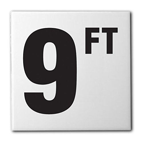 Ceramic Swimming Pool Waterline Depth Marker "9 FT" Smooth Finish, 4 inch Font