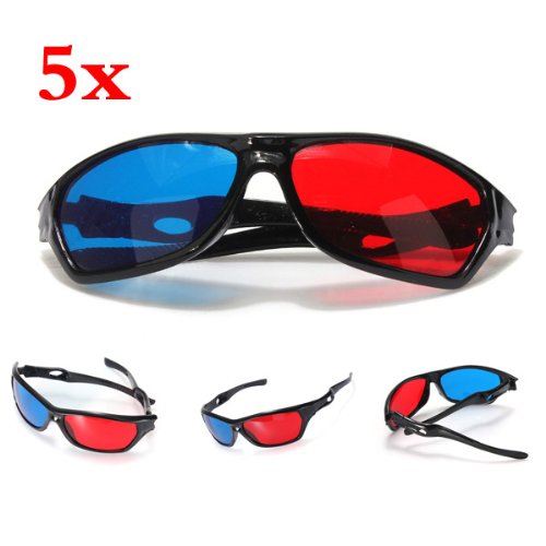 SODIAL(R) 5x Red and Blue Anaglyph Dimensional 3D VISION Glasses For TV Movie Game DVD