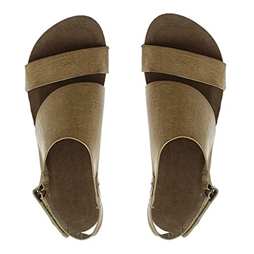 Alimao Retro Platform Sandals for Women Round Toe Platform Strap Flat Heel Buckle Leopard Sandals Womens Strap Gladiator Sandals - Thumbnail 3