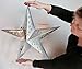 Time Away Paper Star Lantern Decorations - 1 Large Metallic Silver Star, 1 Medium Metallic Star and 1 Small White Star with LED Lights