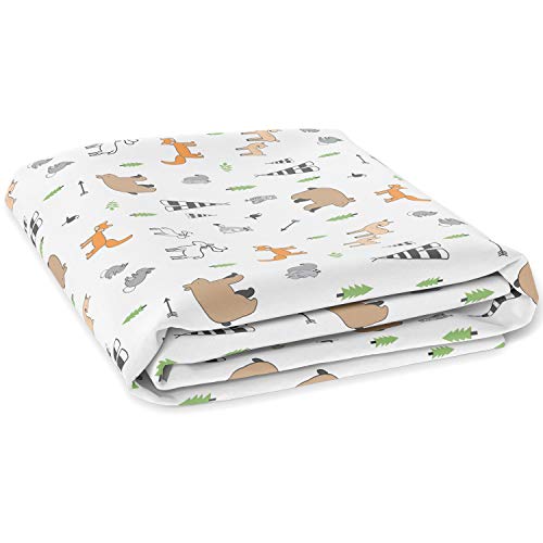 Cuddly Cubs Diaper Changing Table Pad Cover for Baby Girl or Boy | Soft & Breathable 100% Jersey Cotton | Adorable Unisex Woodland Pattern & Fitted Cradle Sheet - Thumbnail 4