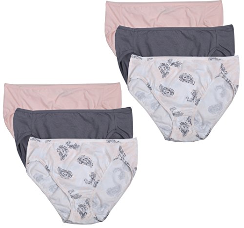 Bali Women's Luxe Cotton 6 Pack Hi-Cuts Panty, Assorted(X-Large)