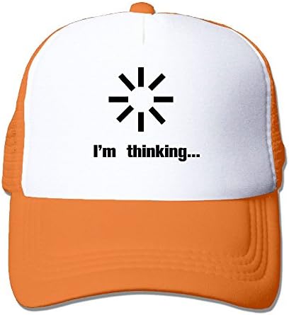 FirstB I'm Thinking Unisex Trucker Hat Mesh Cap With Adjustable Snapback Strap Orange