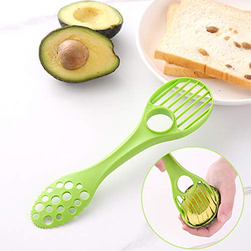 QingFan 5 in 1 Fruit Slicer Shea Corer Butter Fruit Peeler Cutter Pulp Separator Plast Avocado Separator Green - Thumbnail 4