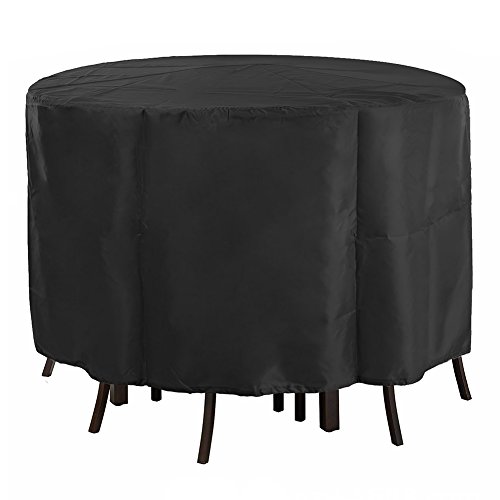 POMER Patio Furniture Set Cover, Round Bar Height Table and Chair Cover 90inch Waterproof Outdoor Tall High Table Cover for Round Furniture Set (90
