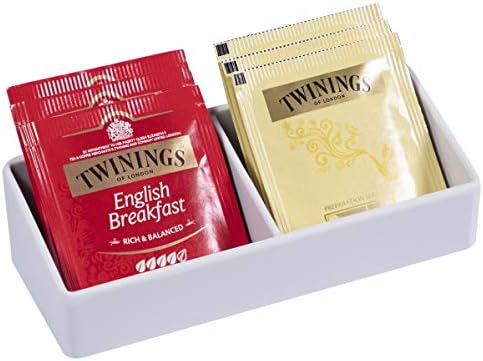 Sachet Holder Coffee Sachets Tray Tea and Coffee Holder for Tea Bags - Storage Organization Condiment Box- Sugar Napkin Straw Teabags Container for Hotels Home Office White