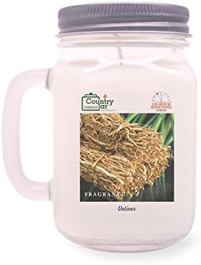Country Jar VETIVER Candle (Handled-Mason) 100% US Grown Soy Wax / 100 Burn Hours :::: March Sale!