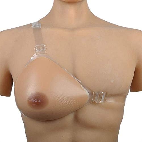 Silicone breast Form Fake Boob Bust with Strap-on for Unilateral Mastectomy, Left and Right Apply,Brown