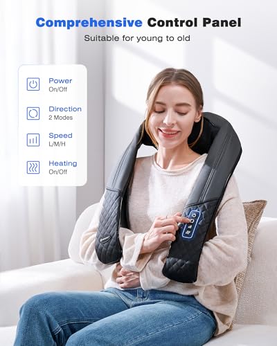 KINGJOY Neck and Shoulder Massager with Heat, Shiatsu Neck and Back Massager for Back, Shoulder, Legs, 2026 Upgraded 4D Kneading Deep Tissue Pain Relief, Gifts for Women/Men/Mom/Dad