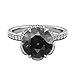 14K White Gold 3.50 CTW Black Diamond Ring with Diamonds Flower Vintage Halo