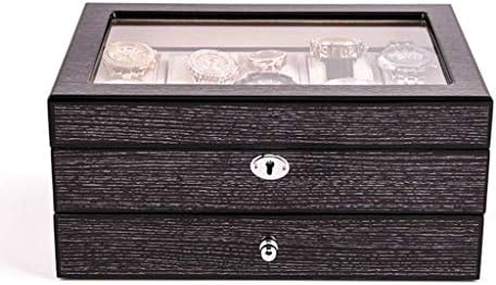 GOVD Watch Box Wood for Women Jewelry Case Organizer Mens Watch Organizer Case with Key&Lock A
