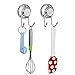 SANNO Double Hooks Suction Cups Vacuum Hook for Flat Smooth Wall Surface Towel Robe Bathroom Kitchen Shower Bath Coat,NeverRust Stainless Steel (2 Pack)