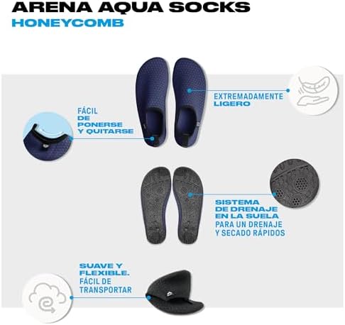 Calcetines Unisex para Agua con Patrón Panal de Abejas, Calcetines de Baño para Mujer y Hombre, Calcetines Piscina para Snorkel y Aquagym, Excelente Adherencia Antideslizante y Secado Rápido
