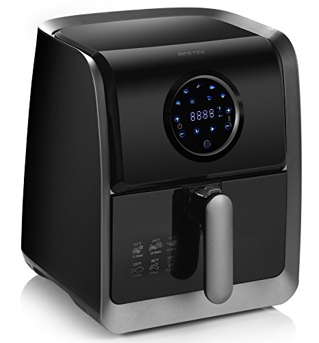 Click Here to See More Images Air Fryer, BESTEK Electric Oil Less Air Fryers Digital Programmable with 7 Bulid-in Cook Setting and Cookbook, Oil Free (3.2L, Black)