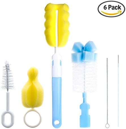 Funshang 6 in 1 Bottle Brush Cleaner Kit, Cleaning Brush Set for Cups Sports Bottle Baby Bottle Nipple Straws and more