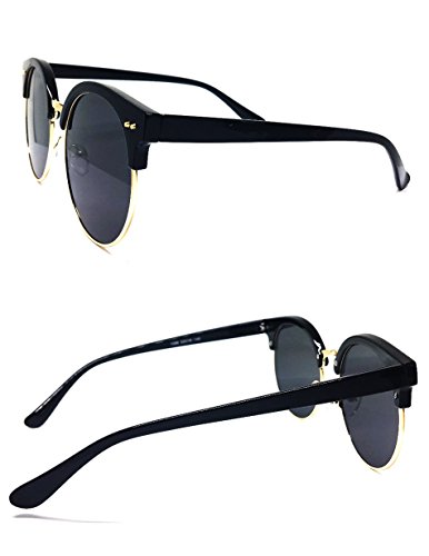 O2 Eyewear 97018 Premium Oversize Cats eye Womens Mens Mirror Funky Flat Sunglasses (BLACK, BLACK / size L)
