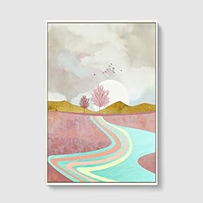 Framed Canvas Home Artwork Decoration Nordic Style Abstract Color Canvas Wall Art for Living Room, Bedroom - 16x24 inches