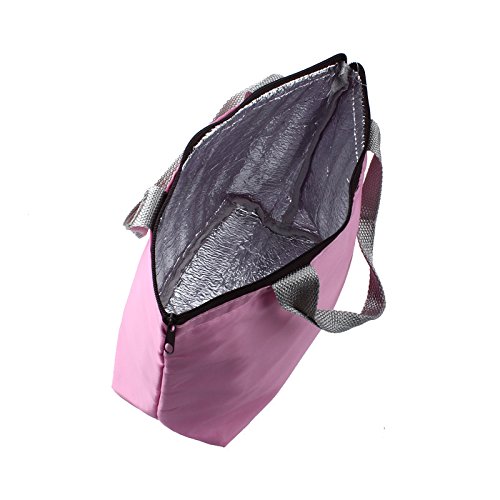 Kingwo Waterproof Portable Picnic Bag,Oxford Fabric Insulated Food Storage Box Tote Lunch Bag Large Space Solid Color (B)