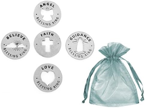 Bag of FAITH Blessings Rings Pewter Coin Tokens, Bag of 5