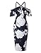 Murimia Women's Cocktail Dresses Floral Ruffle Sleeves Wedding Guest Dresses Midi Bodycon Dress, Navy Blue, Medium