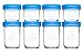 Nellam Baby Food Storage Containers - Leakproof, Airtight, Glass Jars for Freezing & Homemade Babyfood Prep - Reusable, BPA Free, Microwave & Freezer Safe (4x4oz+4x8oz, Blue)