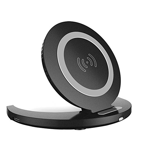 VIVK Fast Qi Wireless Charger Foldable Wireless Charging Pad/Stand 5W/10W Quick Charge Compatible for Samsung Galaxy S9/S8/S7/S7 Edge/S6 Edge+/Note 8, iPhone X/8/8 Plus and Qi-Enabled Phones (Black)