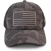 Grunt Style USA Flag Mesh Hat (One Size, Black Camo) | Patriot Pride Cap, Breathable Mesh Back, American Designed, Protective Visor, Durable Fabric, One Size Fits Most