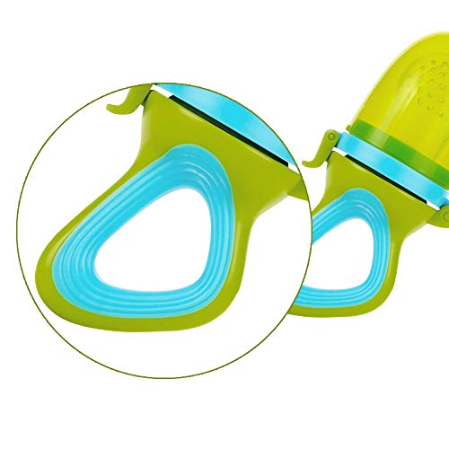 Vanly Baby Fresh Fruit Feeder Pacifier - 3 Different Sized Silicone Pouches, Fresh Food Feeder with Ring Holder, Baby Feeding Teething Toys Set