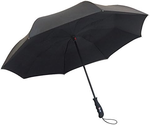 Repel Reverse Folding Umbrella with 2 Layered Teflon Canopy and Reinforced Fiberglass Ribs (Black)