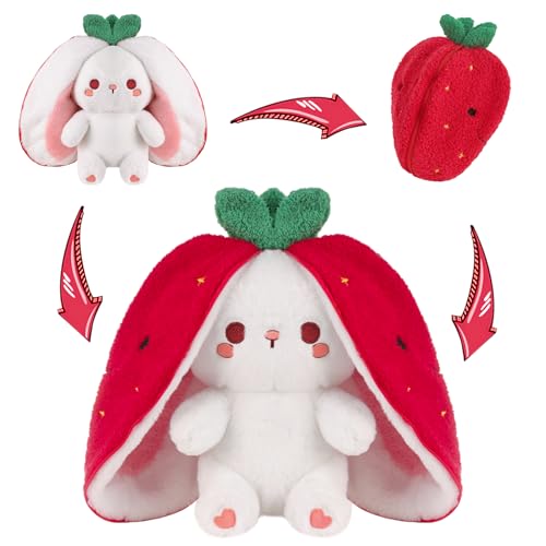 MIAODAM 13.7" Strawberry Bunny Plush Toy