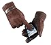 Tomily Men's Winter Touch Screen Gloves Suede Leather Cashmere Lining Warmer Driving Cycling Texting Gloves (Brown)