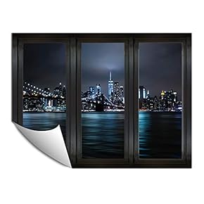 Wall Paper Small Wall Mural City at Night Wall Art Removable Wall Decoration for Bedroom Living Room - 24x32 inches