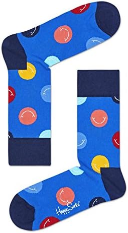 Happy Socks - Colorful Fun Smile Print Cotton Socks for Men and Women