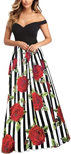 Jessica CC Women's Satin Floral Off Shoulder Prom Dress High Waist Formal Hi Low Dress